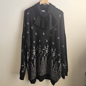 Rare Vintage 90s Joseph Tricot Floral 100% Scottish Cashmere Oversized Sweater